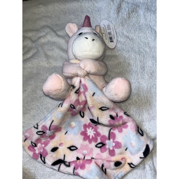 Little Beginnings Lovey Plush Unicorn Holding Flower Security Blanket New - Picture 2 of 4